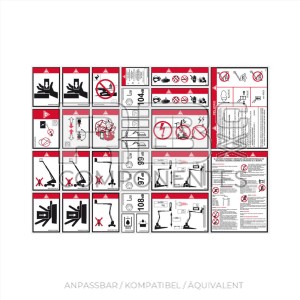 KIT KOMPLETT AUFKLEBER GEFAHRENGELENKE UND TELESKOPE. SPANISCH