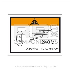 AUFKLEBER POSITION HL 240V STECKDOSE FÜR 8/8W/10N/10N/10/12