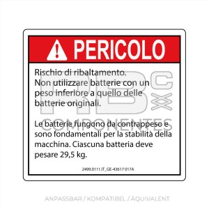 AUFKLEBER KOMPATIBEL REF GE 43617IT_017A ITALIENISCH