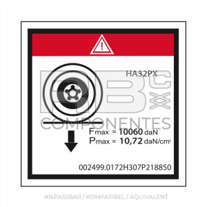 AUFKLEBER MAXIMALE BELASTUNG DES RADES HL-32PX
