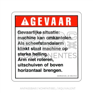 AUFKLEBER KOMPATIBEL REF GE 33952 B HOLLÄNDISCH