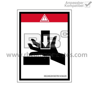 AUFKLEBER QUETSCHGEFAHR DER HAND FÜR DIE MAQ. HL