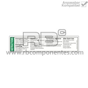 AUFKLEBER KOMPATIBEL REF GE 43089 ENGLISCH