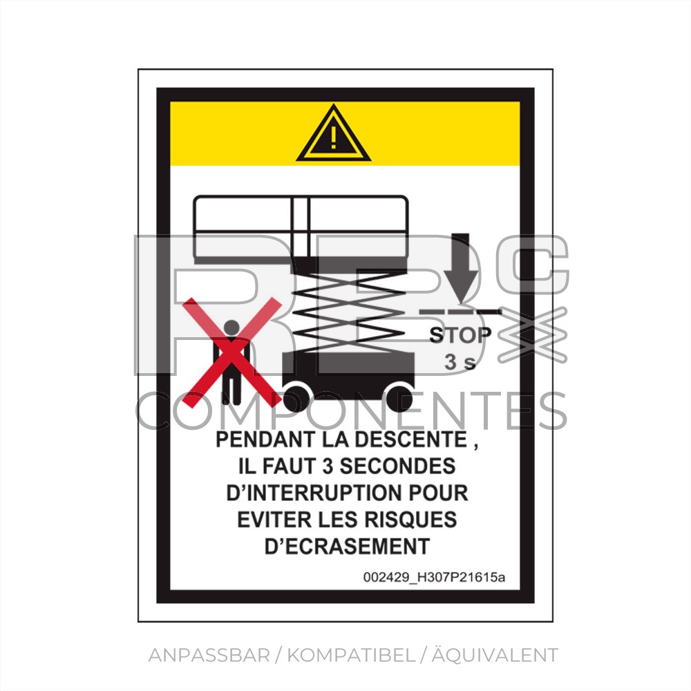 AUFKLEBER AUSFALLZEIT - 3 SEKUNDEN. FRANKREICH