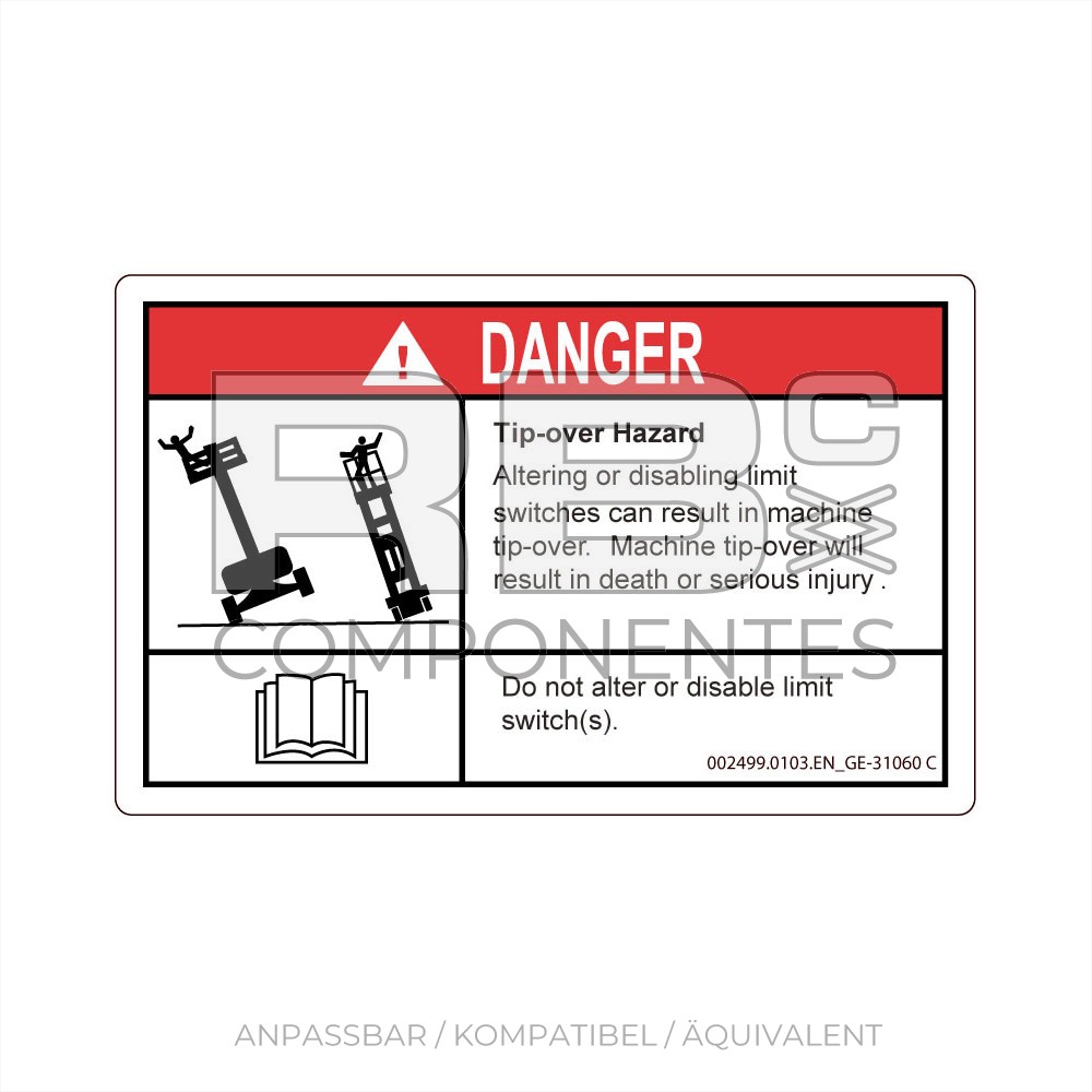 AUFKLEBER KOMPATIBEL REF GE 31060 ENGLISCH