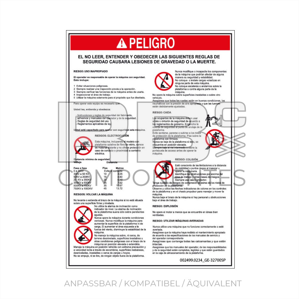 AUFKLEBER KOMPATIBEL REF.GE 32700
