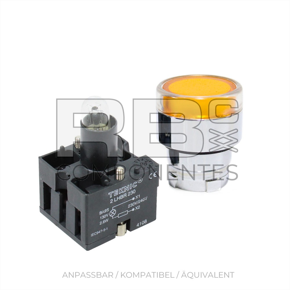 GELBER LEUCHTDRUCKTASTER 230V MIT WIDERSTAND