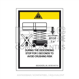 AUFKLEBER. AUSFALLZEIT - 3 SEKUNDEN. ENGLISCH