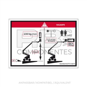 AUFKLEBER KOMPATIBEL LADEGEFAHR MAX.HL260PX