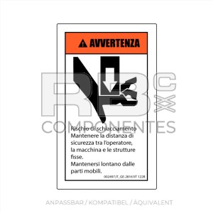 AUFKLEBER KOMPATIBEL MIT REF GE  28161 122B ITALIENISCH