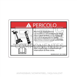 AUFKLEBER KOMPATBEL REF GE 31060 ITALIENISCH