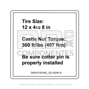 AUFKLEBER KOMPATIBEL REF. GE 43093 B ENGLISCH