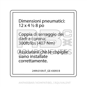 AUFKLEBER KOMPATIBEL REF. GE 43093 B ITALIENISCH