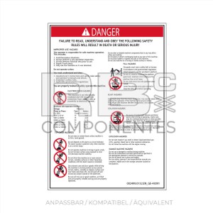 AUFKLEBER KOMPATIBEL REF GE 43091 ENGLISCH