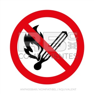 ADHPR02 NORM IN ISO 7010 AUFKLEBER VERBOT FÜR ENTZÜNDEN VON FEUER